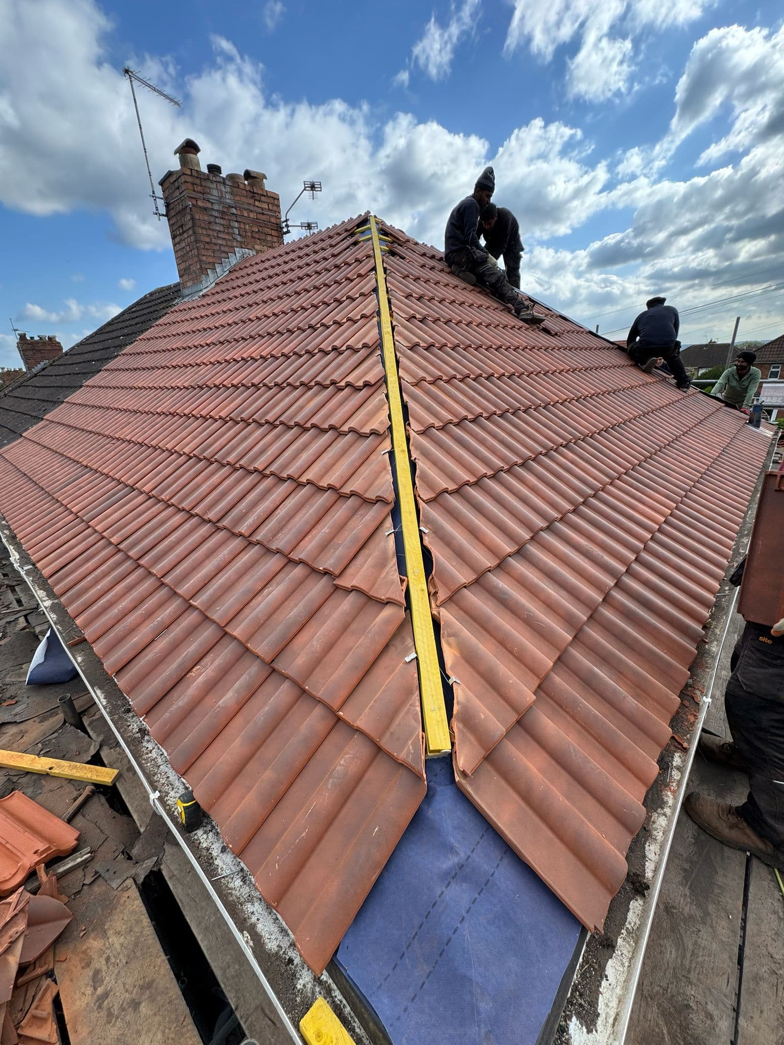 Full pitched roof replacement completed in Bristol — stripped back and retiled to a professional finish