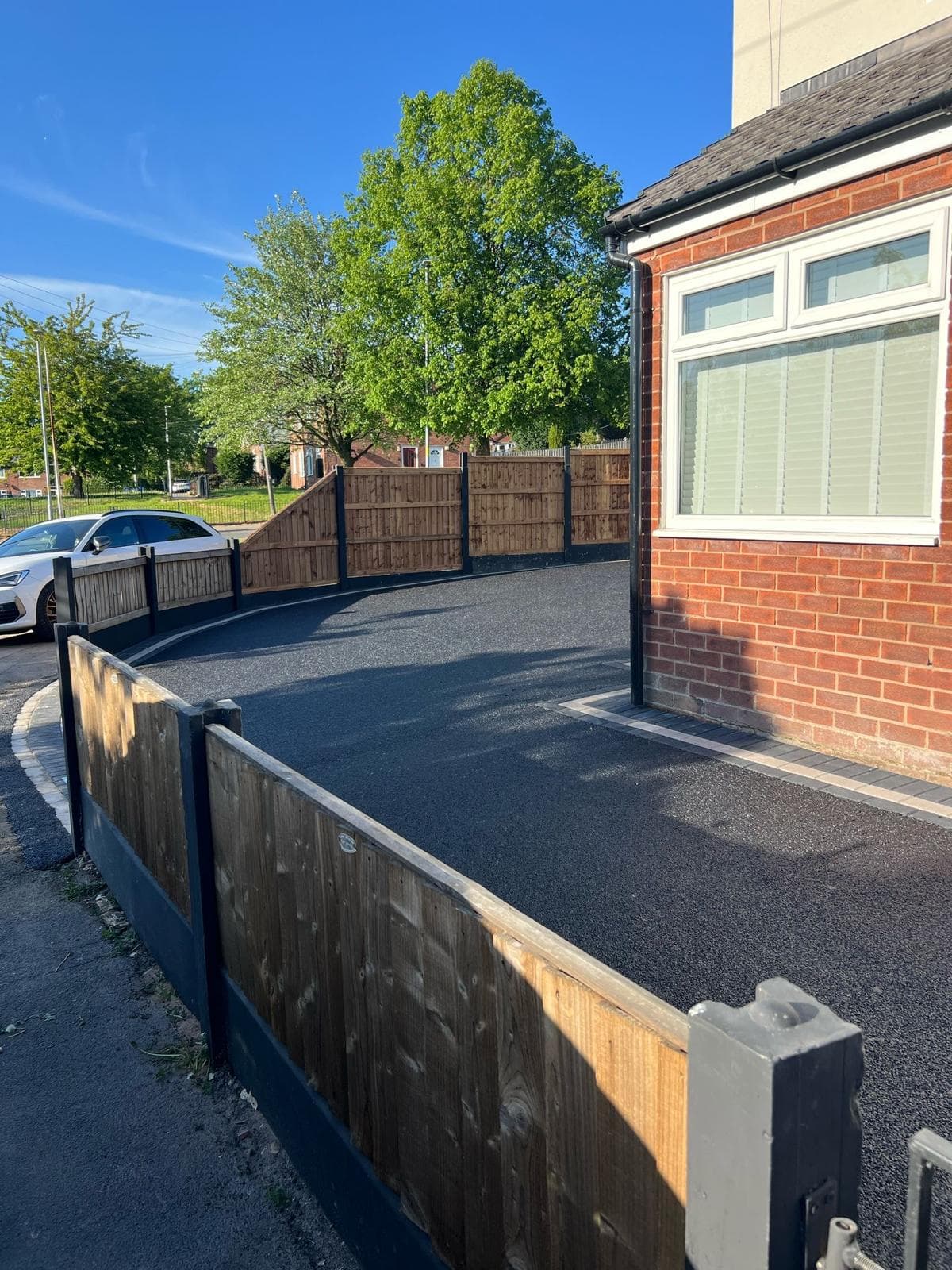 Existing tarmac driveway surveyed and marked up ahead of a full resurfacing project